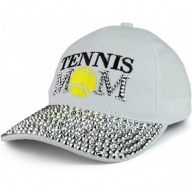 Baseball Caps Tennis Mom Embroidered and Stud Jeweled Bill Unstructured Baseball Cap - White - CV18868NU32 $15.96