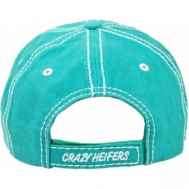 Baseball Caps Vintage Ball Caps for Women Mama Bear Dog Mom Washed Cap - Crazy Heifers- Turquoise - CG18ZYEQE36 $13.75