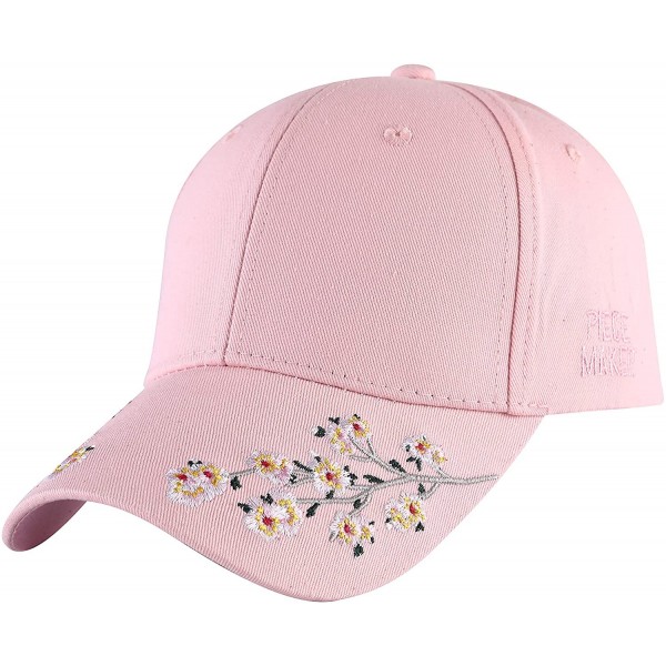 Baseball Caps Embroidered Cotton Baseball Cap Adjustable Snapback Dad Hat - Plum Blossom Pink - CI18STQZZ8Y $9.01