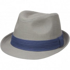 Fedoras Men's Solid Linen Fedora with Triple Pleated Band - Gray - CP17YR8X4E9 $32.45
