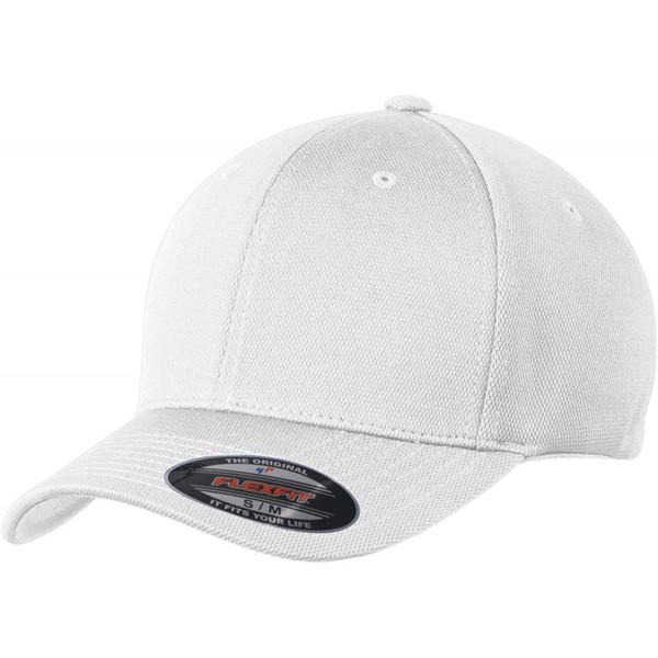 Baseball Caps Men's Flexfit Cool & Dry Poly Block Mesh Cap - White - CN11QDSO3LR $16.98