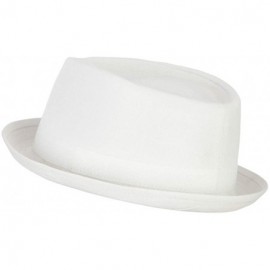 Fedoras Pork Pie Polyester Fedora Hat with Band - White - C618QW2827H $17.38