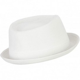 Fedoras Pork Pie Polyester Fedora Hat with Band - White - C618QW2827H $17.38