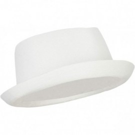 Fedoras Pork Pie Polyester Fedora Hat with Band - White - C618QW2827H $17.38