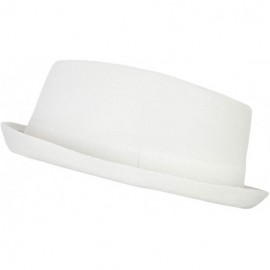 Fedoras Pork Pie Polyester Fedora Hat with Band - White - C618QW2827H $17.38