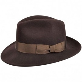 Fedoras 100% Wool Frederick Wide Brim Fedora Hat - Brown - CR12NDYLUYN $97.39