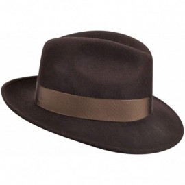 Fedoras 100% Wool Frederick Wide Brim Fedora Hat - Brown - CR12NDYLUYN $42.08