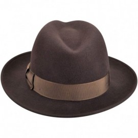 Fedoras 100% Wool Frederick Wide Brim Fedora Hat - Brown - CR12NDYLUYN $42.08