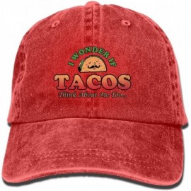 Baseball Caps Unisex Washed I Wonder If Tacos Think About Me Too Retro Denim Baseball Cap Adjustable Travel Hat - Red - C718E...