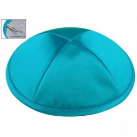 Skullies & Beanies Deluxe Satin Kippot Single or Bulk Optional Custom Imprinting for Any Event - Turquoise - C311JPYTZ87 $10.12