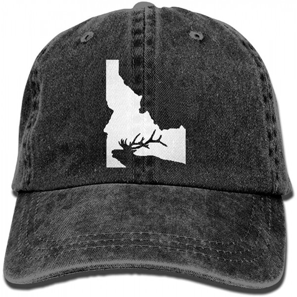 Baseball Caps Unisex Baseball Cap Denim Hat Idaho State Elk Adjustable Snapback Outdoor Sports Cap - Black - CA18IGEZX7Q $14.97