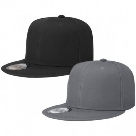 Baseball Caps Classic Snapback Hat Cap Hip Hop Style Flat Bill Blank Solid Color Adjustable Size - 2pcs Black & Grey - CI18GN...