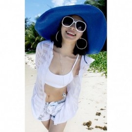 Sun Hats Women Sun Hat Brim Beach Straw Floppy Derby Cap - Sh02-blue - CV12E4JXGYL $10.76