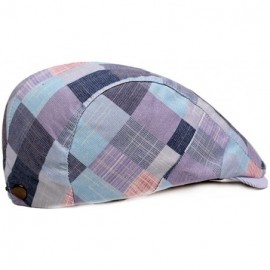 Newsboy Caps Mens Adjustable Plaid Ivy Newsboy Cabbie Gatsby Golf Beret Flat Hat Cap - 228blue - CY18DR2Q9A4 $16.65