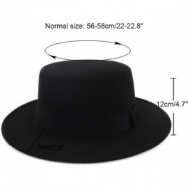 Fedoras Mens & Womens Black and Red Wide Brim Fedora Hat with Belt Buckle Band Two Tone Felt Panama Hat - Black-3 - CJ18UAMT6...