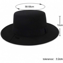 Fedoras Mens & Womens Black and Red Wide Brim Fedora Hat with Belt Buckle Band Two Tone Felt Panama Hat - Black-3 - CJ18UAMT6...