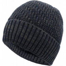 Skullies & Beanies Daily Beanie Hat for Men Warm Winter Hats Thick Knit Cuff Beanie Cap - Navy Blue - CV18IDXEM62 $11.37