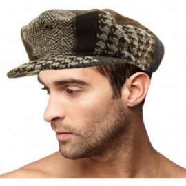 Newsboy Caps Men's 100% Winter Wool Plaids Solids Snap Newsboy Drivers Cabbie Rounded Cap Hat - Brown - C3188K66KCI $13.10