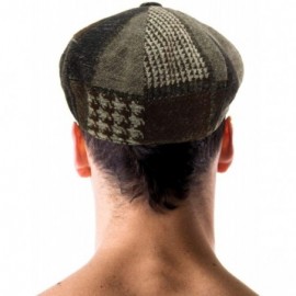 Newsboy Caps Men's 100% Winter Wool Plaids Solids Snap Newsboy Drivers Cabbie Rounded Cap Hat - Brown - C3188K66KCI $13.10