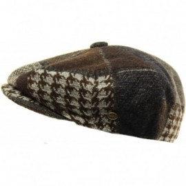 Newsboy Caps Men's 100% Winter Wool Plaids Solids Snap Newsboy Drivers Cabbie Rounded Cap Hat - Brown - C3188K66KCI $13.10