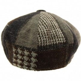 Newsboy Caps Men's 100% Winter Wool Plaids Solids Snap Newsboy Drivers Cabbie Rounded Cap Hat - Brown - C3188K66KCI $13.10