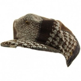 Newsboy Caps Men's 100% Winter Wool Plaids Solids Snap Newsboy Drivers Cabbie Rounded Cap Hat - Brown - C3188K66KCI $13.10
