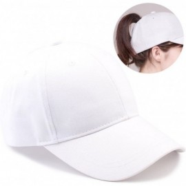 Baseball Caps Womens Messy High Bun Mesh Baseball Cap Ponytail Hat Adjustable Cotton Trucker Baseball Cap Dad Hat - Mesh- Whi...