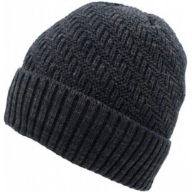 Skullies & Beanies Daily Beanie Hat for Men Warm Winter Hats Thick Knit Cuff Beanie Cap - Navy Blue - CV18IDXEM62 $11.37