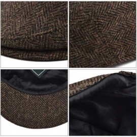 Newsboy Caps Men's 100% Wool Flat Cap Classic Irish Ivy Newsboy Hat - Coffee - CV18H8Z4482 $20.29