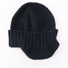 Skullies & Beanies Mens Winter Hat Knit Earflap Hat Stocking Caps with Ears Warm Hat - Navy Blue - C912N78G62K $12.33