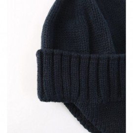 Skullies & Beanies Mens Winter Hat Knit Earflap Hat Stocking Caps with Ears Warm Hat - Navy Blue - C912N78G62K $12.33