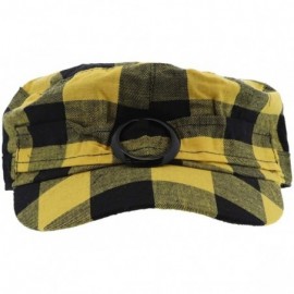 Newsboy Caps Plaid Hat with Buckle Newsboy Cap for Women - Yellow - CF18HXYNUK3 $23.92