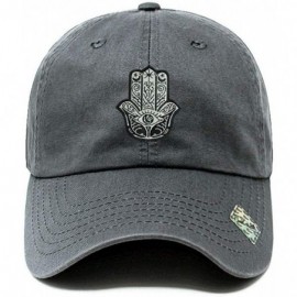 Baseball Caps Hamsa Dad Hat Cotton Baseball Cap Polo Style Low Profile - Charcoal - CG188CNHYM5 $13.83