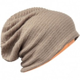 Skullies & Beanies Unisex Adult Winter Warm Slouch Beanie Long Baggy Skull Cap Stretchy Knit Hat Oversized - Khaki - CU1291F4...