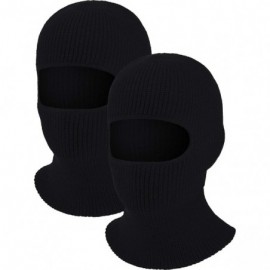 Balaclavas 2 Pieces 1-Hole Ski Mask Knitted Face Cover Winter Balaclava Full Face Mask for Winter Outdoor Sports - Black - CG...
