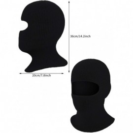 Balaclavas 2 Pieces 1-Hole Ski Mask Knitted Face Cover Winter Balaclava Full Face Mask for Winter Outdoor Sports - Black - CG...