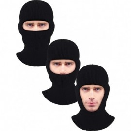 Balaclavas 2 Pieces 1-Hole Ski Mask Knitted Face Cover Winter Balaclava Full Face Mask for Winter Outdoor Sports - Black - CG...