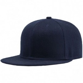 Baseball Caps Plain Solid Flatbill Snapback Hats Baseball Cap - Dark Blue - CM186YK8DTZ $11.59