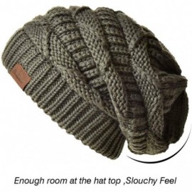 Skullies & Beanies Knit Beanie Hat for Women Oversize Chunky Winter Slouchy Beanie Hats Ski Cap - Black/Beige - C118ADQA2SZ $...
