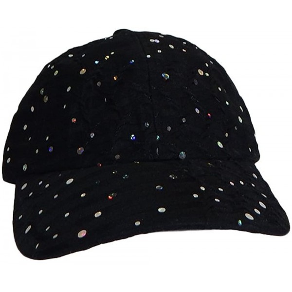 Baseball Caps Glitter Sparkly Sequin Adjustable Baseball Cap Hat for Ladies (Black) - C918GWRE30A $13.08