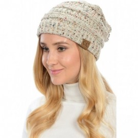 Skullies & Beanies USA Trendy Warm Chunky Soft Stretch Cable Knit Slouchy Beanie - M.oatmeal - C112NEL0VPJ $14.57