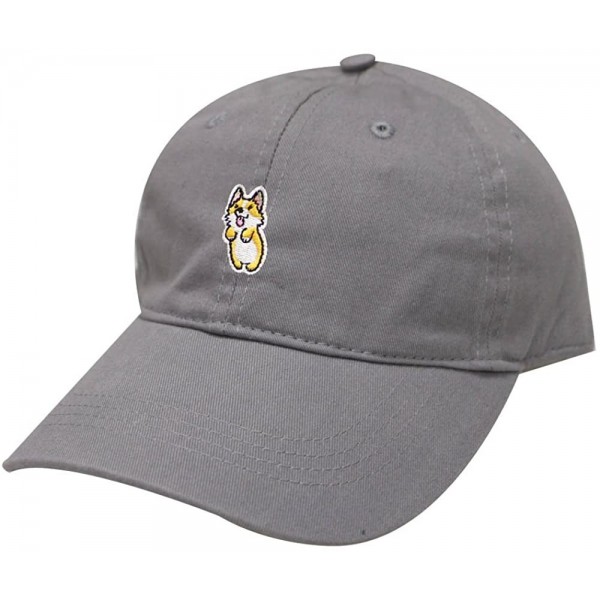 Baseball Caps Cute Welsi Corgi Cotton Baseball Dad Caps - Light Grey - CL185WGIK00 $15.74