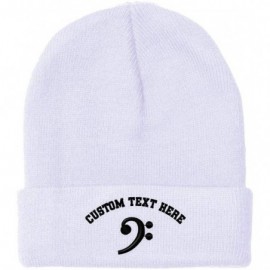 Skullies & Beanies Custom Beanie for Men & Women Black Bass Clef Embroidery Acrylic Skull Cap Hat - White - CI18ZS3L0NX $12.18