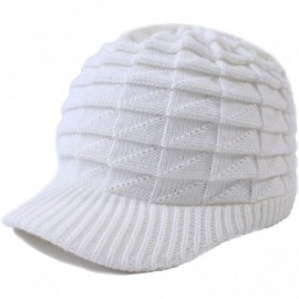 Skullies & Beanies Unisex Winter Hats with Visor Warm ski hat Stylish Knitted hat for Men and Women - White+black -Melange - ...