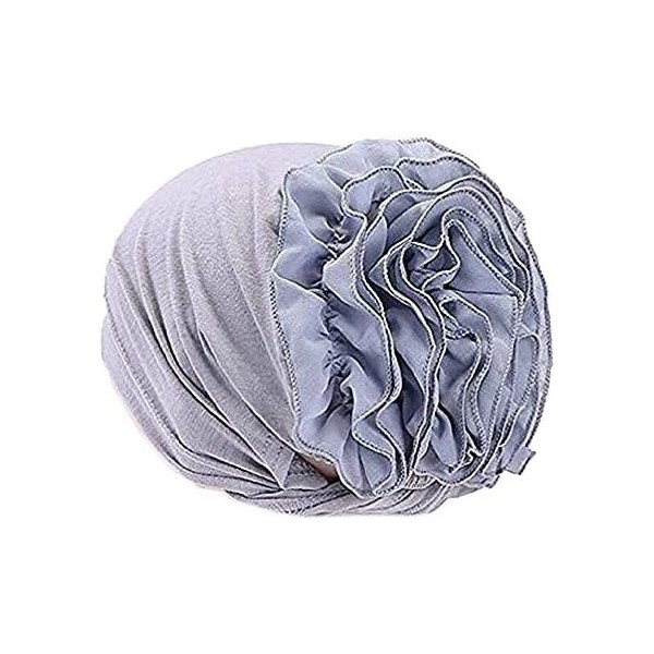 Skullies & Beanies Stay Beautiful Women Chemo Head Stretch Wrap Hat - Hair Loss Beanie Turban Cancer Pleated Cap - Gray - C71...