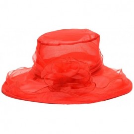 Sun Hats Vintage Flower Wide Brim Summer Beach Sun Hat for Ladies Womens - Red - CA12FU50WMR $26.15