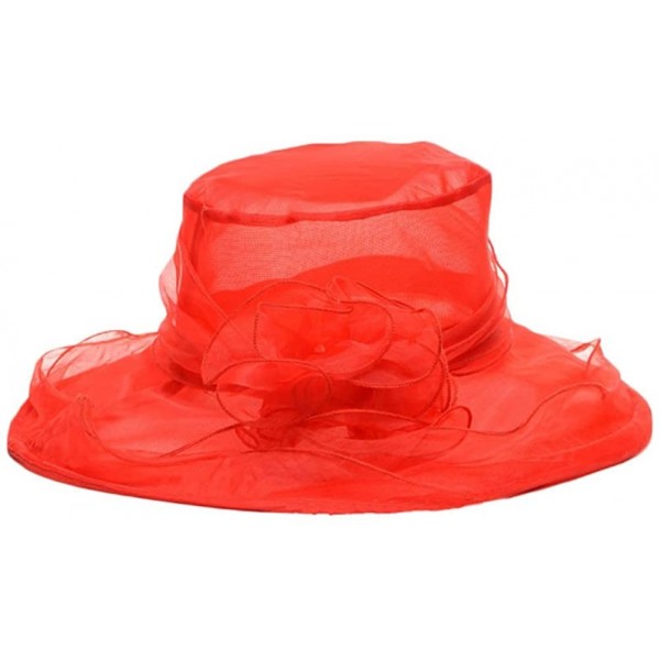 Sun Hats Vintage Flower Wide Brim Summer Beach Sun Hat for Ladies Womens - Red - CA12FU50WMR $13.61