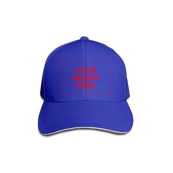Baseball Caps Custom Peaked Cap Personlized- Add Your Own Image- Cotton Baseball Hat- Adjustable Sun Headgear - Blue - C51965...