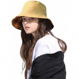 Bucket Hats Plaid Tartan Bucket Hats for Women Vintage Rollable Fisherman Sun Cap - B-yellowmulti - CB18QO0W5U0 $15.62