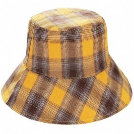 Bucket Hats Plaid Tartan Bucket Hats for Women Vintage Rollable Fisherman Sun Cap - B-yellowmulti - CB18QO0W5U0 $15.62